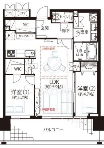 パークホームズ南麻布ザレジデンス 13階 間取り図