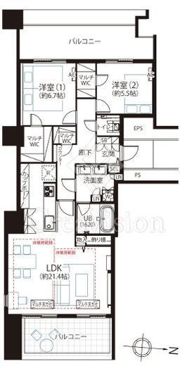 ワールドシティタワーズ ブリーズタワー 16階 間取り図
