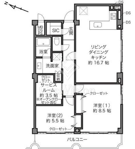 代々木ハイライズ 2階 間取り図