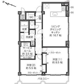 代々木ハイライズ 2階 間取り図