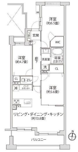 大森パークホームズベイサイドコート 2階 間取り図