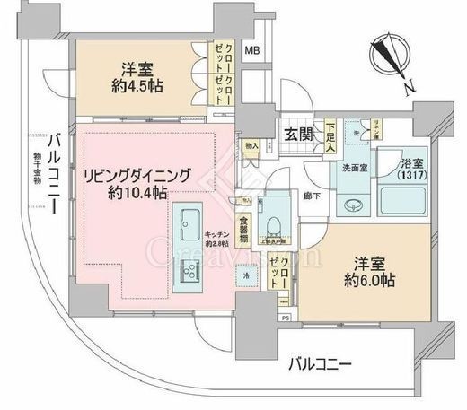 シェフルール西早稲田ラヴィーナ 6階 間取り図