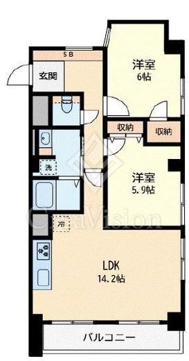 学芸大スカイスクレーパー 9階 間取り図