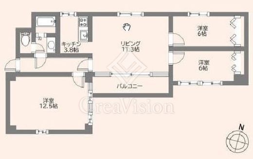 ニューフジマンション 6階 間取り図