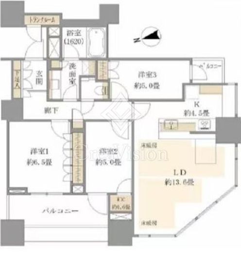 パークシティ大崎 ザ タワー 33階 間取り図
