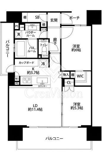 シティハウス中目黒テラス 6階 間取り図