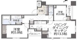 アルカーデンタワー入谷 13階 間取り図