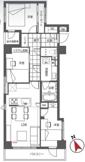 ユニーブル恵比寿 8階 間取り図