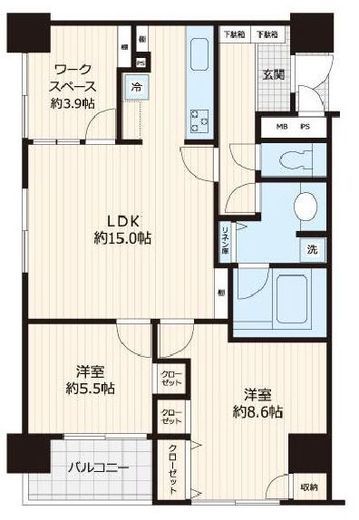 ユニーブル島津山 6階 間取り図