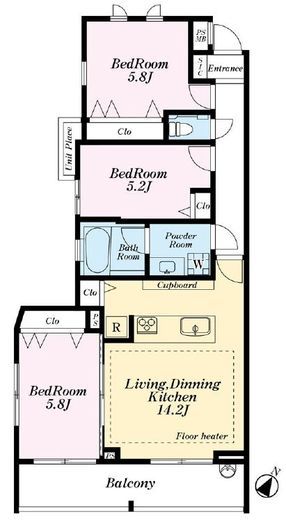 ラグシスヒルズ三軒茶屋 3階 間取り図