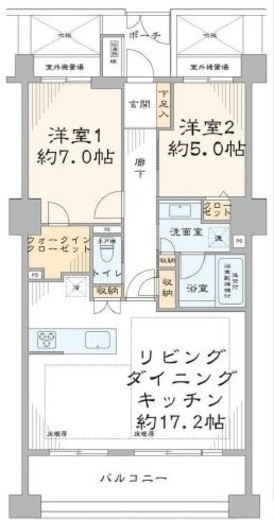 ディアナコート恵比寿 7階 間取り図