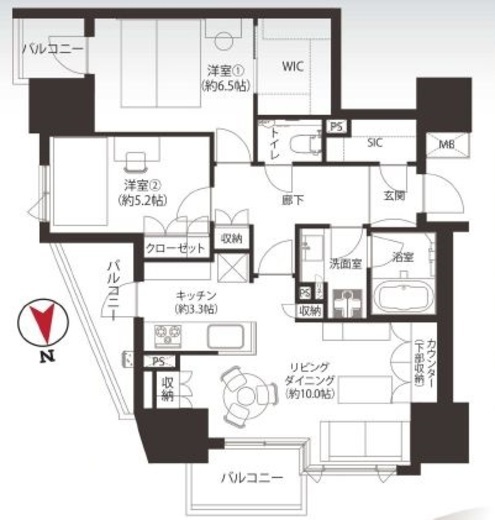 パークジオ学芸大学 14階 間取り図