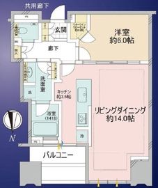 河田町ガーデンクラブフロア 22階 間取り図