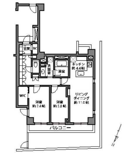 グランスイート銀座レスティモナーク 2階 間取り図