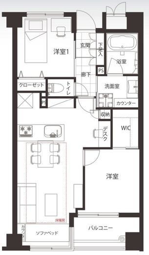 ディアパーク市ヶ谷南町 4階 間取り図