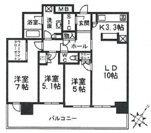 スカイズタワー＆ガーデン 3階 間取り図