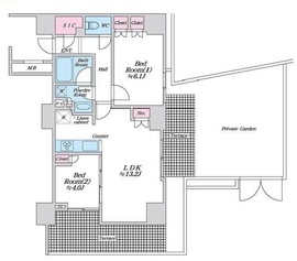 リビオレゾン駒込六義園プライムゲートレジデンスイースト 1階 間取り図