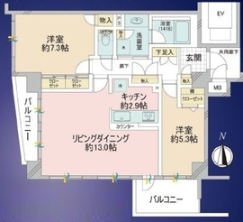 ディアコート新宿柏木 8階 間取り図