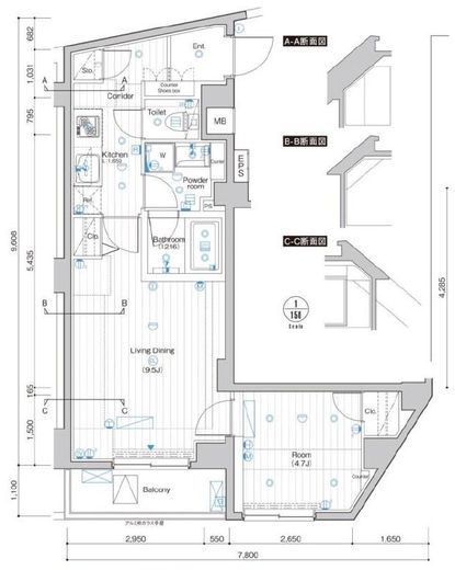 シーフォルム不動前 8階 間取り図