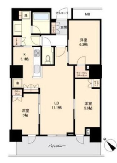 Totsu Residence Shiba (東通レジデンス芝) 13階 間取り図