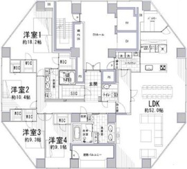 タワーレジデンス四谷 21階 間取り図