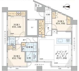 ライフェール新宿御苑ノースサイド 12階 間取り図