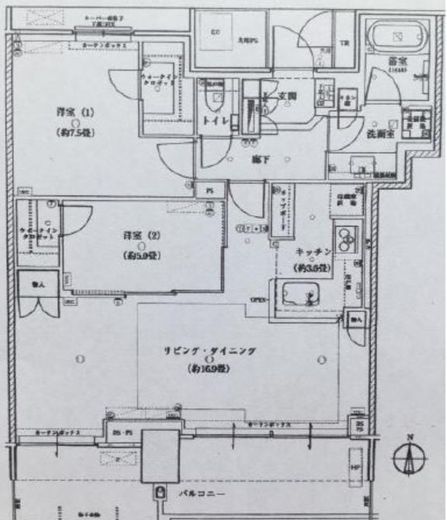 カスタリア門前仲町2 22階 間取り図