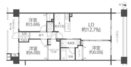 パークアクシス目黒本町 2階 間取り図