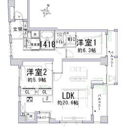 アクシルコート目黒花房山 3階 間取り図