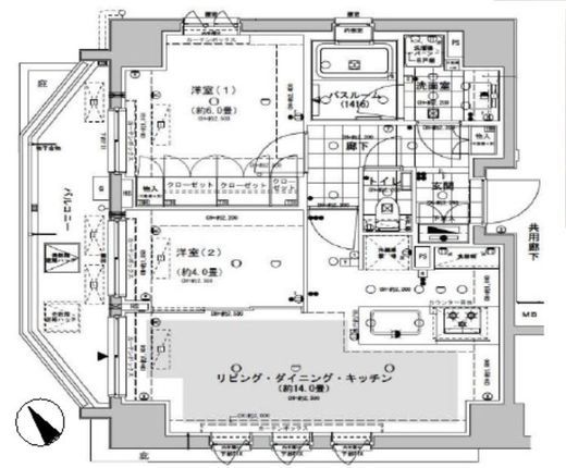 オープンレジデンシア東中野 2階 間取り図
