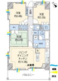ライオンズ墨田押上 3階 間取り図