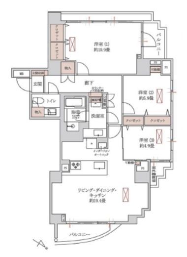シティタワー高輪 10階 間取り図