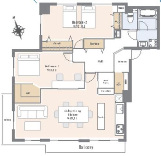 マンション雅叙苑 6階 間取り図