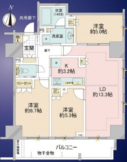 プラウド大島セントラル 12階 間取り図