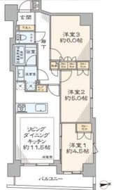 ブリシア東京八丁堀 6階 間取り図