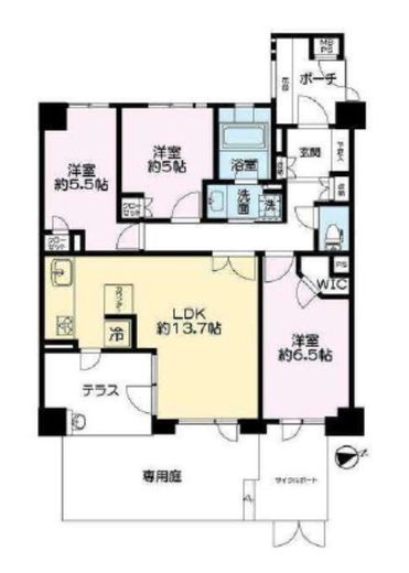 カスタリア中目黒 1階 間取り図
