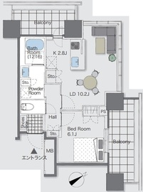 ブリリアタワー浜離宮 12階 間取り図