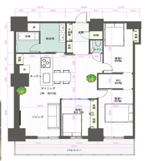 ブロッサムテラス 35階 間取り図