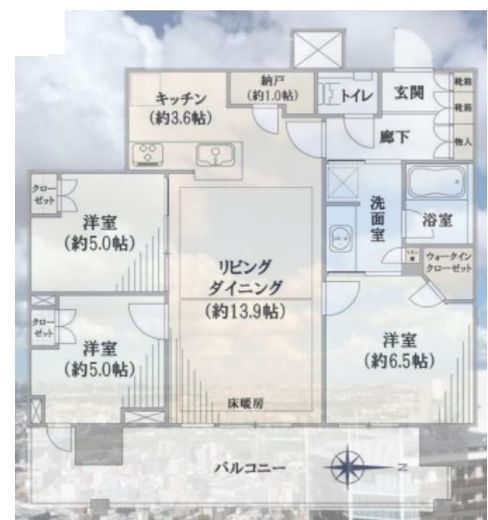 プラウドタワー武蔵小杉 45階 間取り図