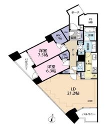 品川Vタワー タワー棟 32階 間取り図