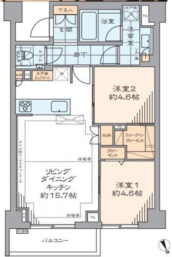クオリア広尾 3階 間取り図