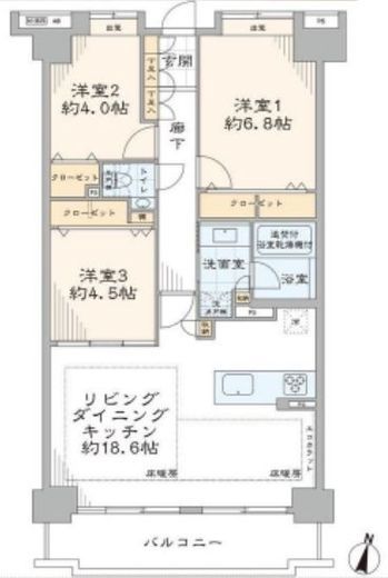 朝日マンション五反田 4階 間取り図