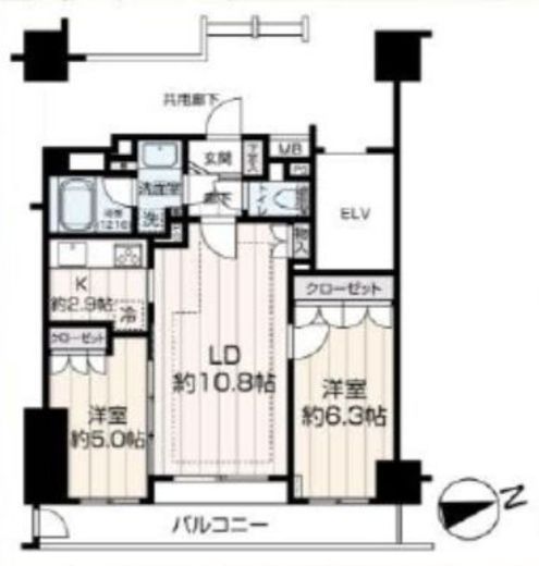 カルムインフォアームズ東京コア 5階 間取り図