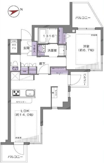 ベルテ代々木上原2 2階 間取り図