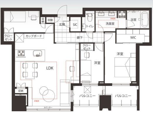 フレアージュ白金台 32階 間取り図
