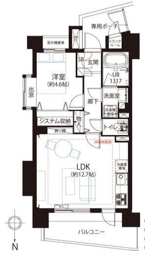 ライオンズステージ麻布 8階 間取り図
