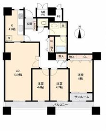 西戸山タワーホウムズ 16階 間取り図