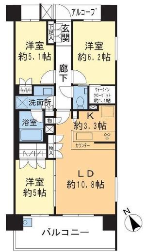 ザ・パークハウス北赤羽 5階 間取り図