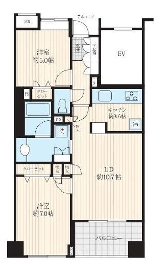 クレッセント西蒲田 5階 間取り図