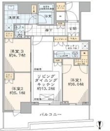 パークタワー晴海 45階 間取り図